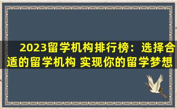 2023留学机构排行榜：选择合适的留学机构 实现你的留学梦想